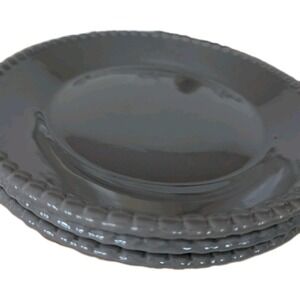 Pier‎ 1 Set 3 Gray Beaded Salad Plates 8 3/4" Discontinued